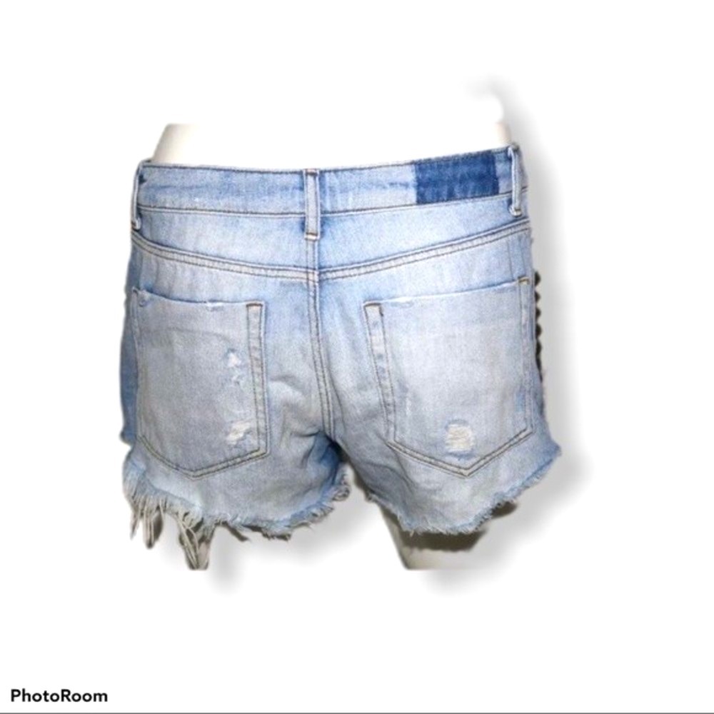 Zara trf Y2K ripped denim studded distressed light wash  jean cut off shorts 2 - Picture 6 of 8